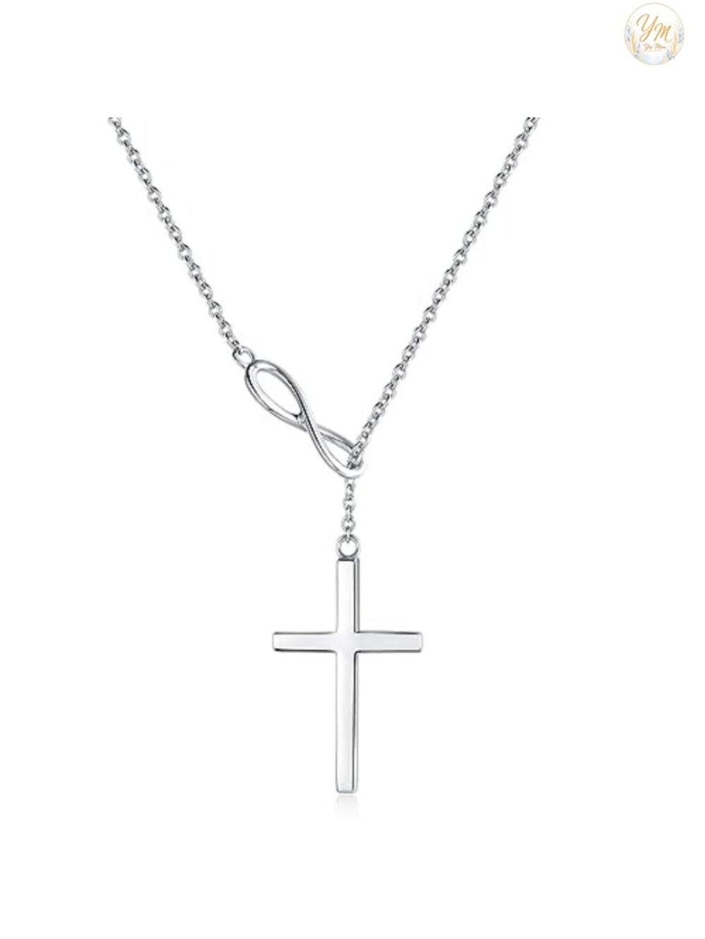 Gold Plated Sterling Silver Infinity Cross Y Necklace 18